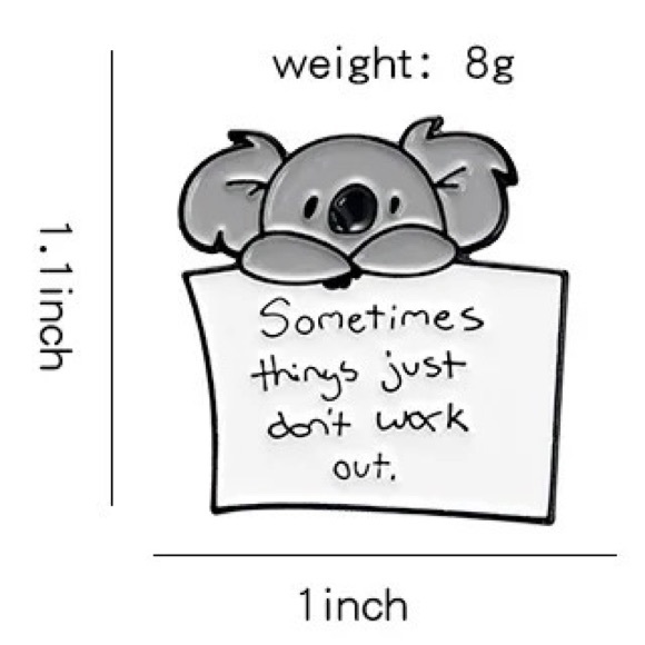 1 LEFT‼️ Set of 2 Inspiring Koalas Pins Mental Health Koala Bears Quotes Badges - Picture 4 of 10